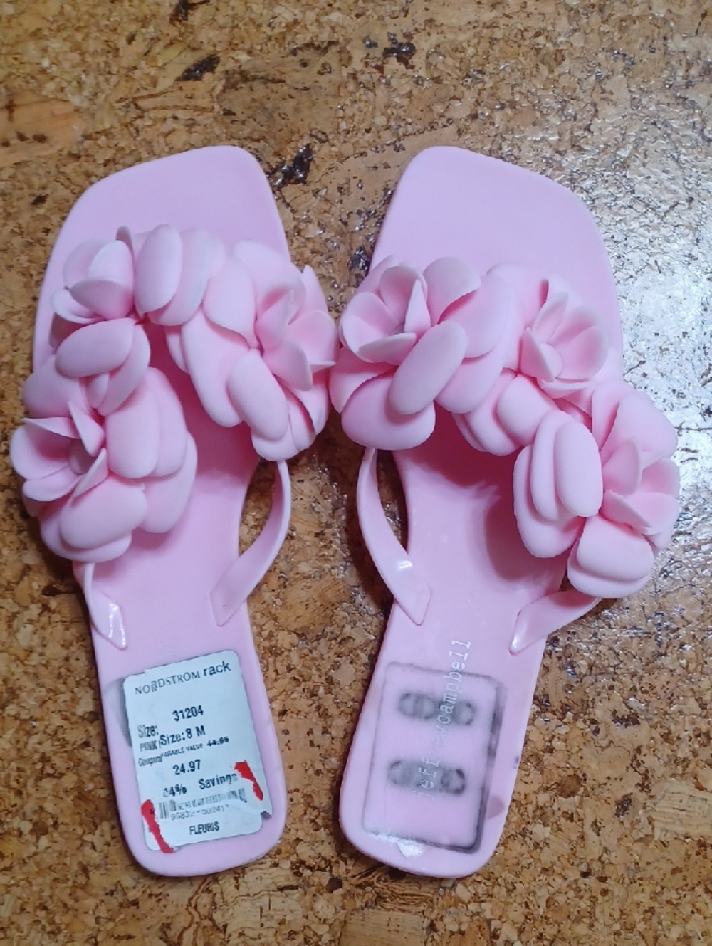 Jeffrey Campbell Pink Flower Petal Thong Sandals Size 8 NWT & Flaws